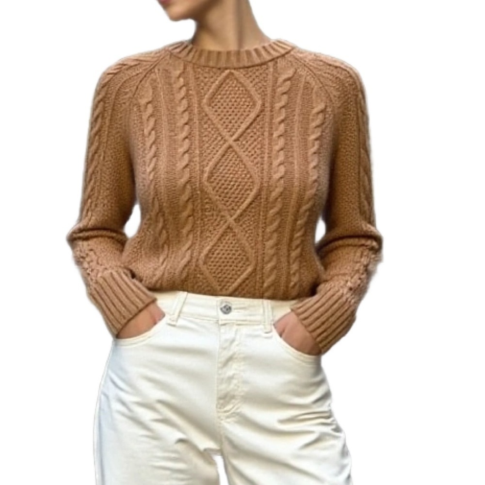 GAP Cable Knit Tan Cotton Sweater Size XS